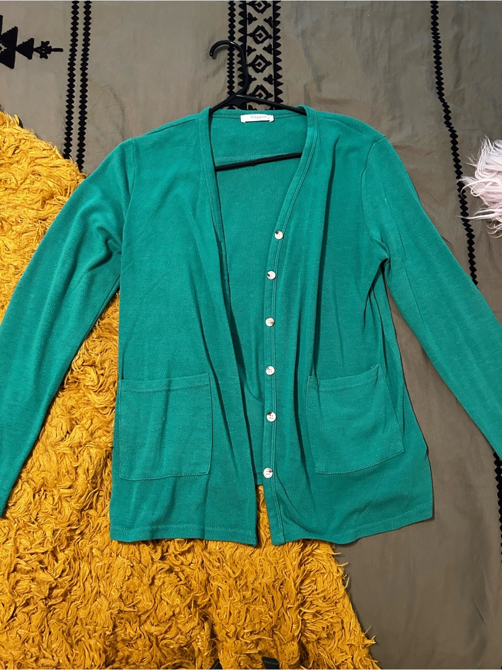Women's Teal Button-Front Cardigan Sweater